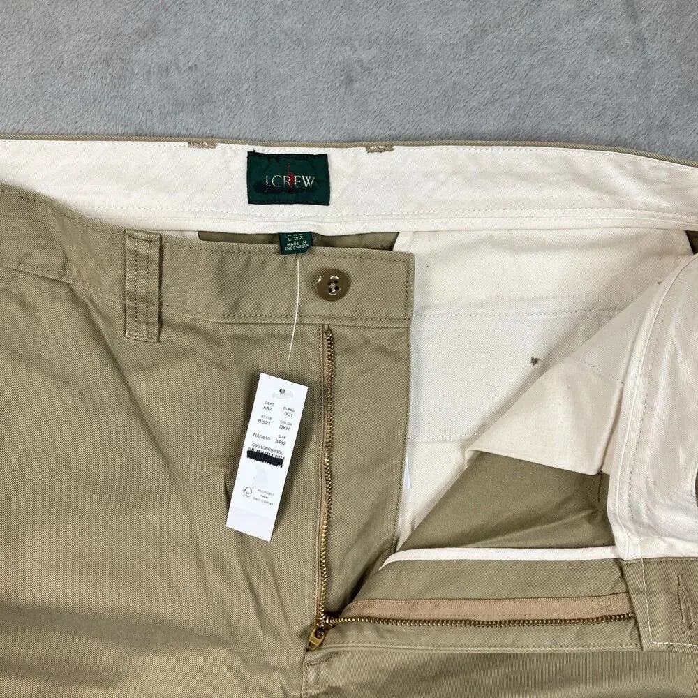 J Crew Chino Pants Men 34x32 Dusty Khaki Cotton Giant Fit Wide Leg Office BJ521